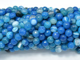 Banded Agate Beads, Striped Agate, Blue, 6mm Faceted Round-BeadBasic