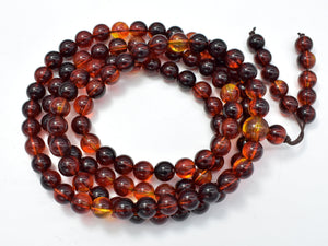 Amber Resin-Red, 8mm Round Beads, 33 Inch, Approx 108 beads-BeadBasic