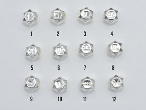 1pc 925 Sterling Silver Astrology Sign Beads, 7.8mm, Hexagon Beads, Zodiac Sign Beads, Big Hole 2.8mm-BeadBasic