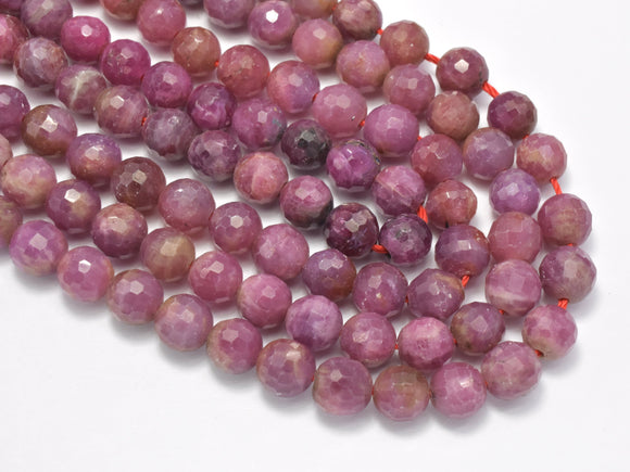 Ruby Beads, 6mm Faceted Round Beads, 18 Inch-BeadBasic