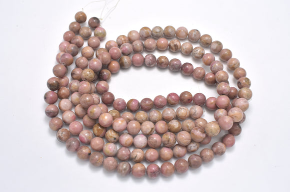 Rhodonite Beads, Light Pink, 8mm, Round Beads-BeadBasic