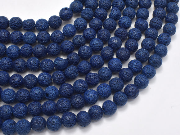 Dark Blue Lava Beads, Round, 8mm (8.5mm)-BeadBasic