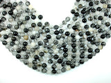 Black Rutilated Quartz Beads, 8mm Round Beads-BeadBasic