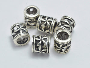 4pcs 925 Sterling Silver Beads-Antique Silver, 5.8x6mm Filigree Tube Bead-BeadBasic