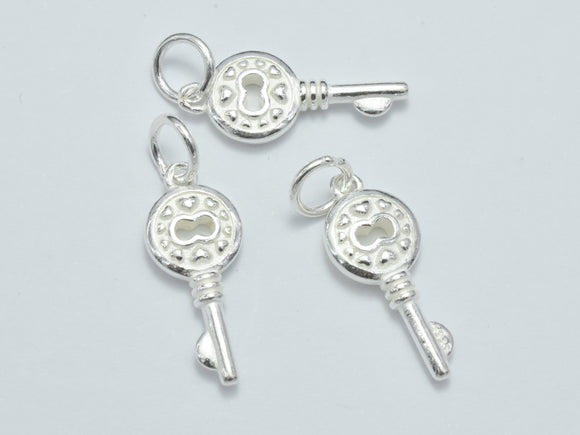 1pc 925 Sterling Silver Charms, Key Charms, 20x8mm-BeadBasic