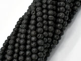 Black Lava Beads, Round, 4mm-BeadBasic