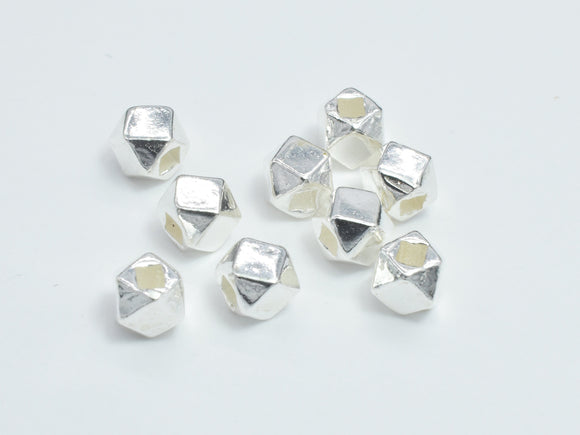 6pcs 925 Sterling Silver Beads, 3.5mm Faceted Cube-BeadBasic