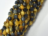 Golden Tiger Eye, Blue Tiger Eye, 6mm Faceted Prism Double Point Cut-BeadBasic
