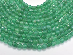 Agate Beads-Green, 4mm Faceted Round, 15 Inch-BeadBasic