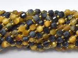 Golden Tiger Eye, Blue Tiger Eye, 6mm Faceted Prism Double Point Cut-BeadBasic