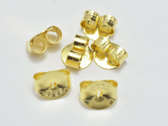 20pcs 24K Gold Vermeil Ear Nuts, 925 Sterling Silver Ear Nuts, Butterfly Backings-BeadBasic