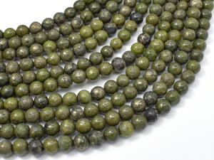 Epidote-Pyrite Inclusion, 6mm(6.3mm) Round beads-BeadBasic