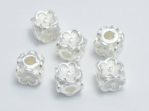 4pcs 925 Sterling Silver Beads, 5x5mm Cube Beads-BeadBasic