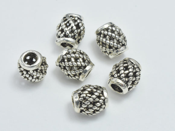 8pcs 925 Sterling Silver Beads-Antique Silver, Drum Beads-BeadBasic