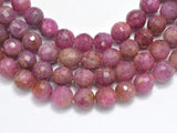 Ruby Beads, 6mm Faceted Round Beads, 18 Inch-BeadBasic