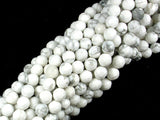 White Howlite Beads, Faceted Round, 6 mm-BeadBasic