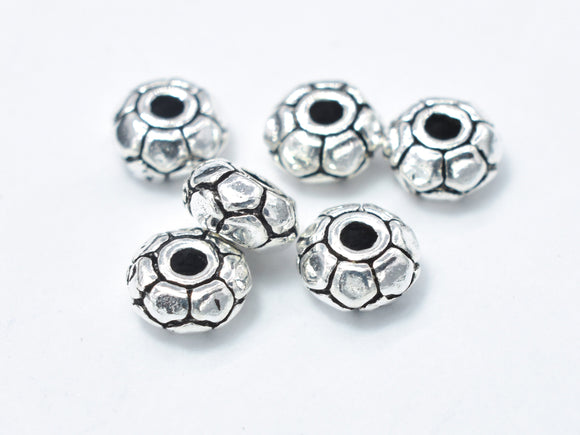 8pcs 925 Sterling Silver Beads-Antique Silver, 5mm Rondelle Beads, Spacer Beads, 5x2.4mm Hole 1.4mm-BeadBasic
