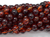 Amber Resin-Red, 8mm Round Beads, 33 Inch, Approx 108 beads-BeadBasic