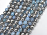 Mystic Coated Banded Agate - Blue & Silver, 6mm, Faceted-BeadBasic