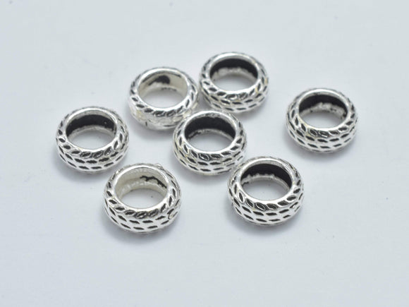 8pcs 925 Sterling Silver Beads-Antique Silver, 6mm Rondelle Beads-BeadBasic