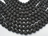 Black Lava Beads, 14mm Round Beads-BeadBasic
