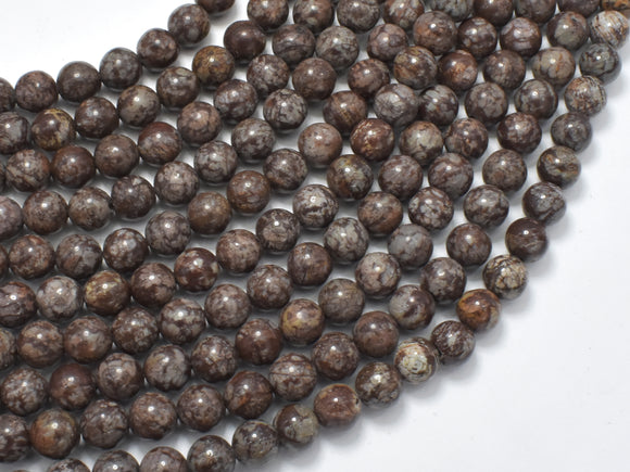 Brown Snowflake Obsidian Beads, Round, 6mm (6.5 mm)-BeadBasic