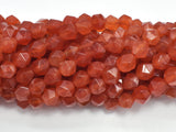 Jade - Orange Red, 8mm Faceted Star Cut Round, 15 Inch-BeadBasic