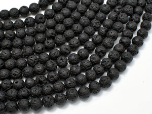 Black Lava Beads, Round, 6mm-BeadBasic