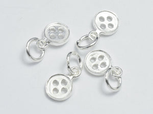 4pcs 925 Sterling Silver Charms, Button Charms, 6.8mm Coin-BeadBasic