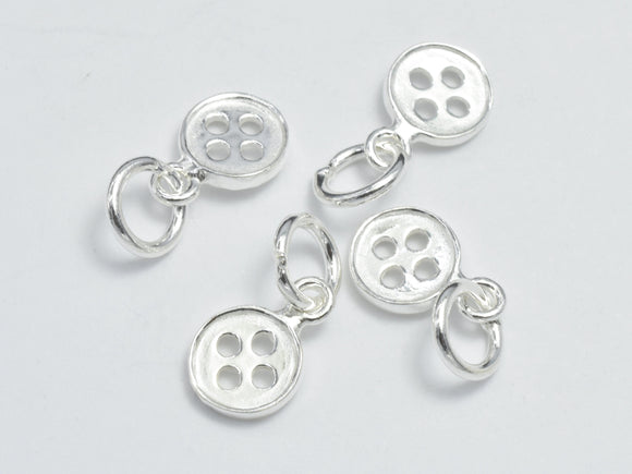 4pcs 925 Sterling Silver Charms, Button Charms, 6.8mm Coin-BeadBasic