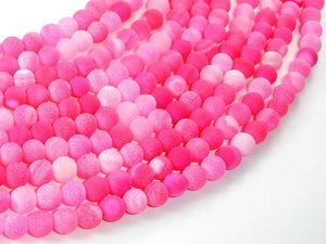 Frosted Matte Agate Beads-Pink, 6mm Round Beads-BeadBasic