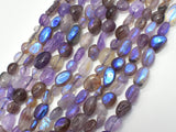 Mystic Coated Super Seven Beads, Cacoxenite Amethyst, AB Coated, 6x8mm Nugget-BeadBasic