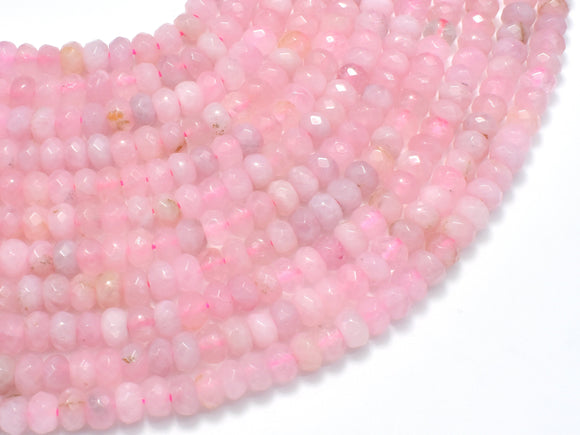 Madagascar Rose Quartz Beads, 4x6mm (3.5x5.5mm) Faceted Rondelle-BeadBasic