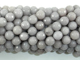 Jade Beads, Light Gray, 8mm Faceted Round-BeadBasic