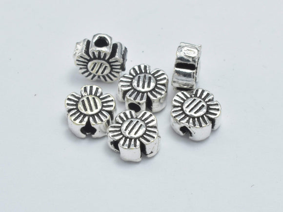 6pcs 925 Sterling Silver Beads-Antique Silver, 5mm Flower Beads-BeadBasic