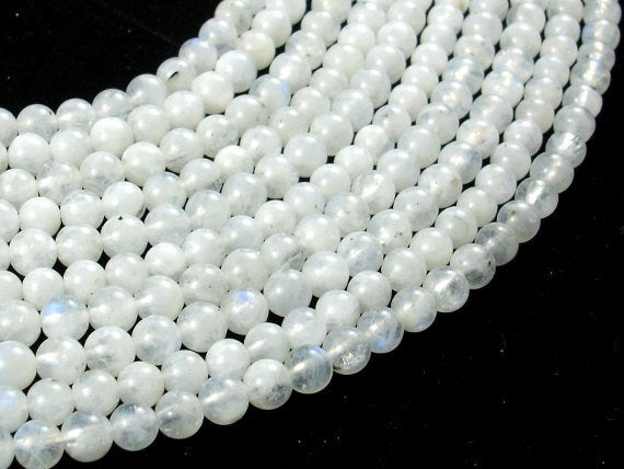 White Moonstone Beads, 4mm (4.2mm) Round Beads-BeadBasic