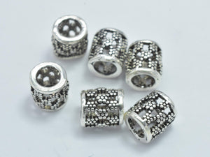 4pcs 925 Sterling Silver Beads-Antique Silver, 5.5x6mm Filigree Tube Beads-BeadBasic