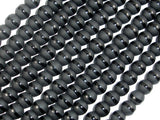 Matte Black Onyx Beads, 6mm Round Beads-with polished line-BeadBasic