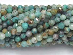 Natural Chrysocolla, 3.3-3.5mm Micro Faceted Round-BeadBasic