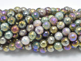 Mystic Coated Indian Agate, Fancy Jasper, 8mm (8.3mm) Faceted Round, AB Coated-BeadBasic