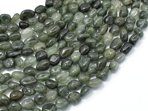 Green Rutilated Quartz Beads, Approx 6x8mm Nugget Beads-BeadBasic