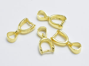 4pcs 24K Gold Vermeil Pinch Bails, Ice Pick Pinch Bails, 925 Sterling Silver Pinch Pails, 13x6mm-BeadBasic