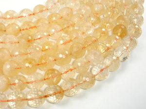 Genuine Citrine Beads, 12mm Faceted Round Beads-BeadBasic
