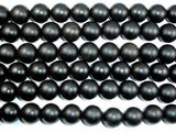 Matte Black Stone, 16mm Round Beads-BeadBasic