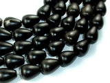 Matte Black Stone, Teardrop Beads-BeadBasic