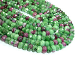 Ruby Zoisite Beads, Approx 4.5mm x 7mm Faceted Rondelle Beads-BeadBasic
