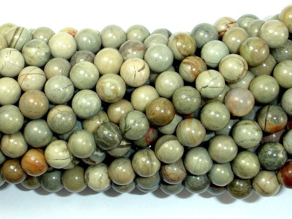 Silver Leaf Jasper Beads, 6mm Round Beads-BeadBasic