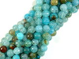Light Blue Dragon Vein Agate Beads, 8mm Faceted Round-BeadBasic