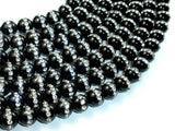 Black Onyx with Rhinestone, 8mm Round Beads-BeadBasic