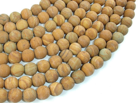 Matte Wood Jasper Beads, 10mm, Round Beads-BeadBasic